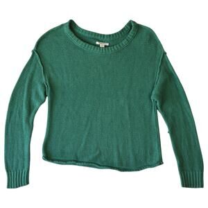 American Eagle Green Cotton Knit Slouchy Comfy Crewneck Sweater Medium